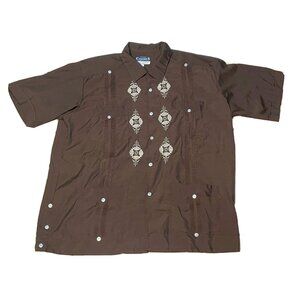 Creaciones Chester's button up collared shirt mens 44 short sleeve brown